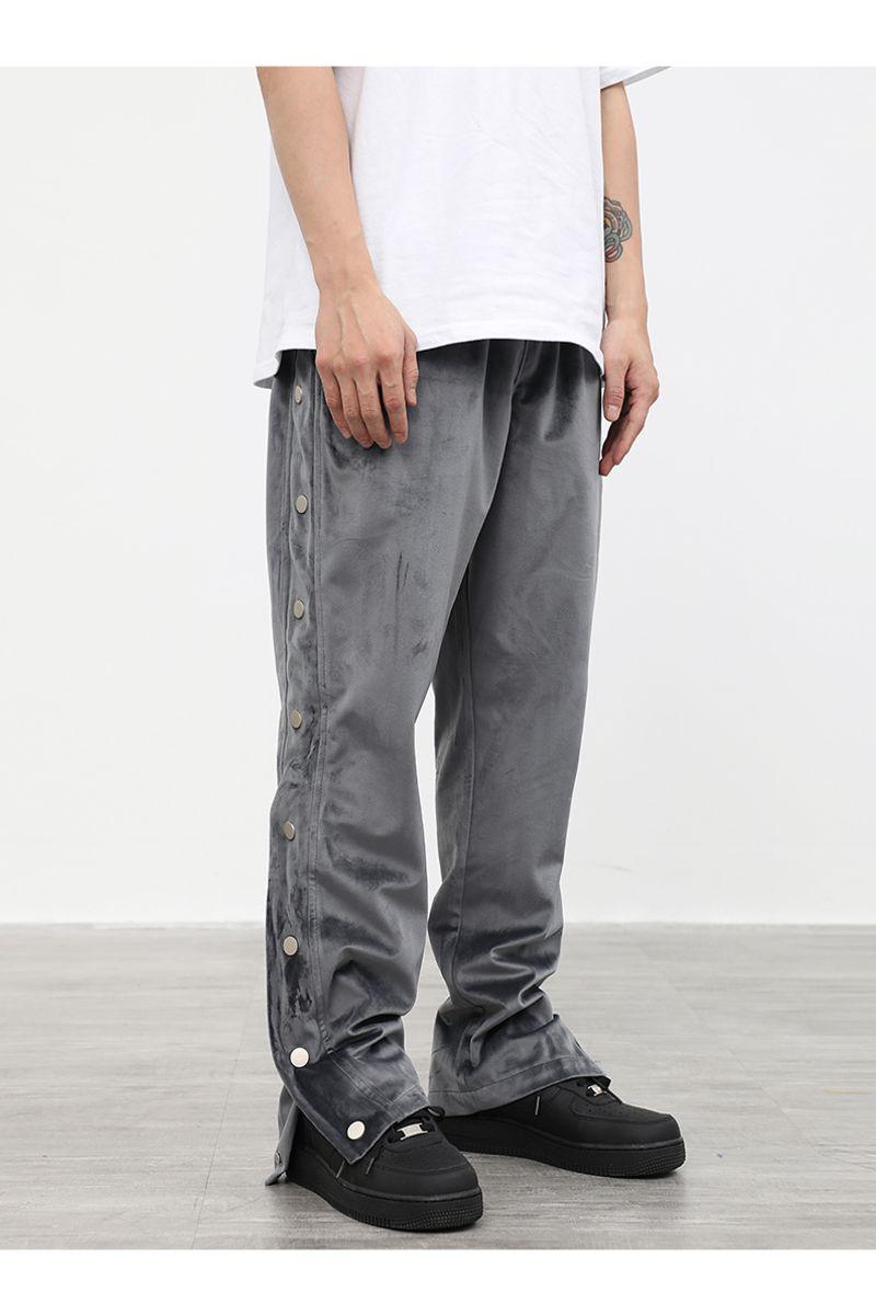 CZ Suede Buttons Straight Trousers