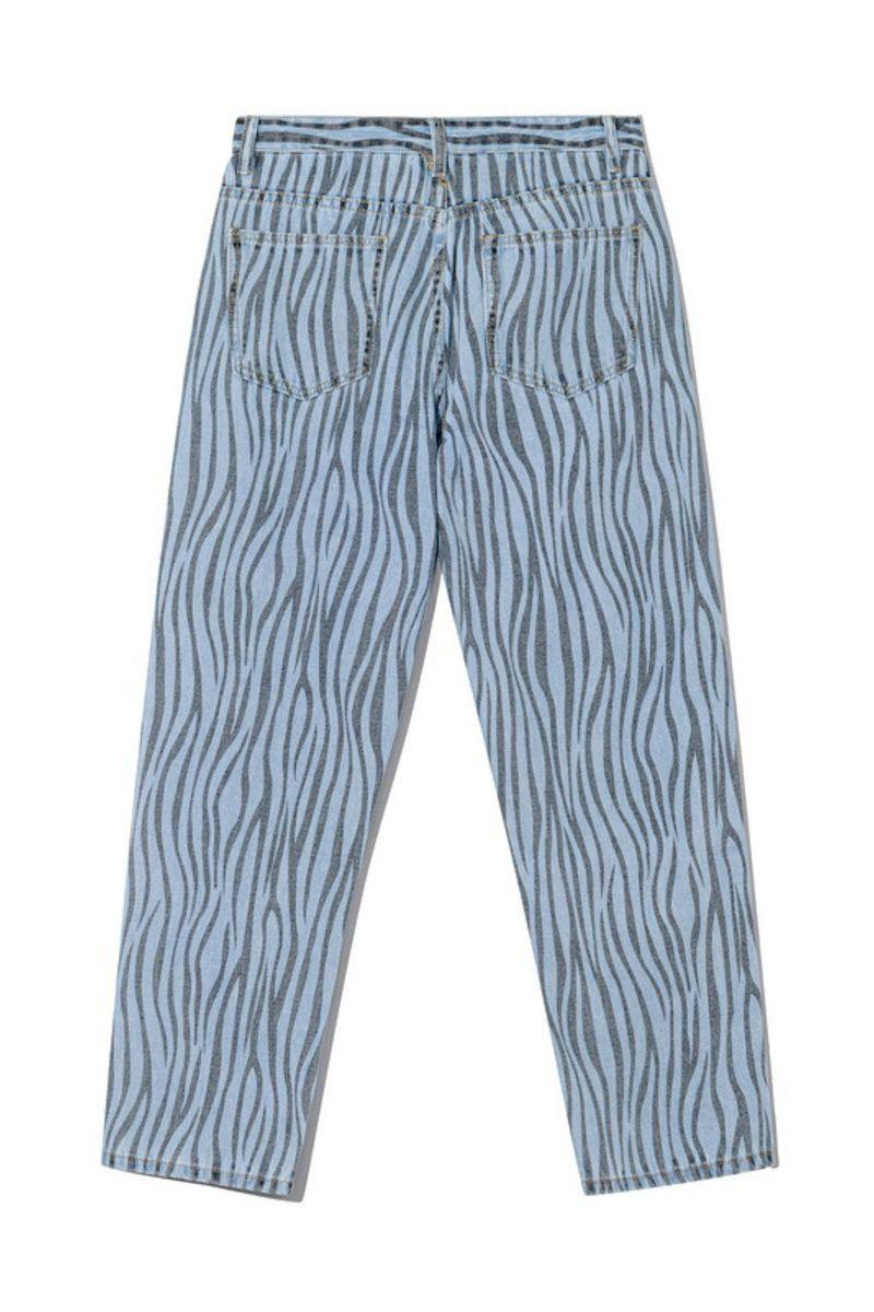 CZ Zebra Pattern Straight Jeans