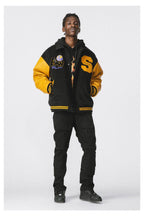 ANT Yellow Woolen Embroidered Varsity Jacket