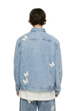 Old Order Embroidered Butterflies Washed Jeans Jacket