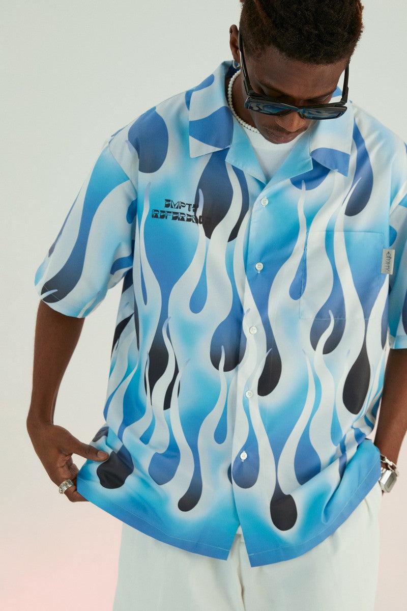 Empty Reference Flame Gradient Logo Cuban Shirt