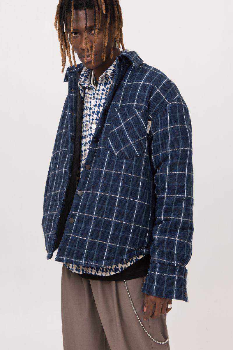 Empty Reference Blue Checkered Shirt Heavy Jacket
