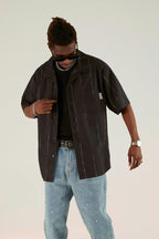 Empty Reference Thorns Striped  Cuban Shirt