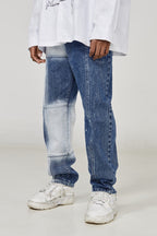 STEEPC Splash Ink Stitched Checkered Jeans