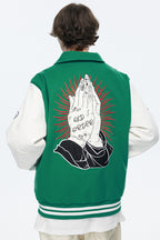 OO Gothic Logo Embroidered Varsity Jacket