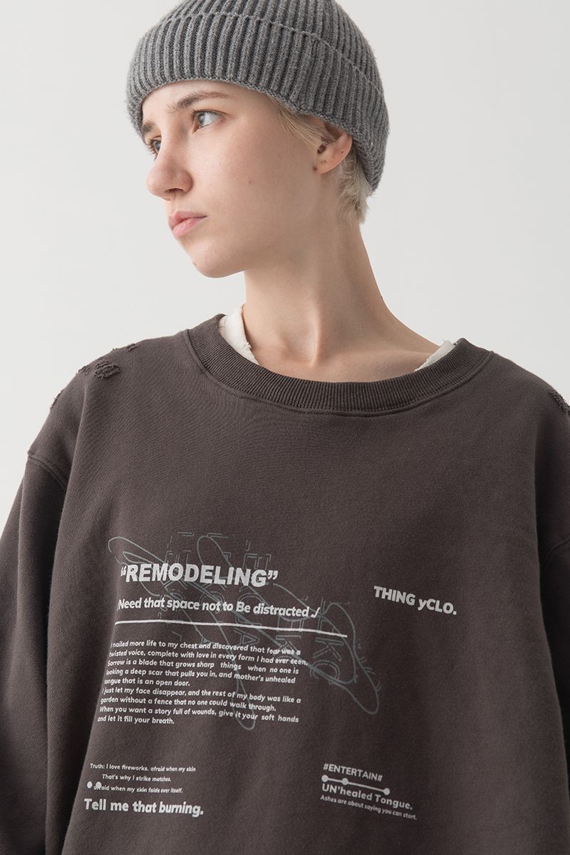 THINGY Distressed Remodeling Sweater