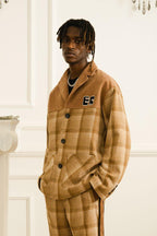 Empty Reference Khaki Plaid Corduroy Suit Jacket