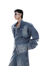 Multi-Pocket Distressed Denim Jacket