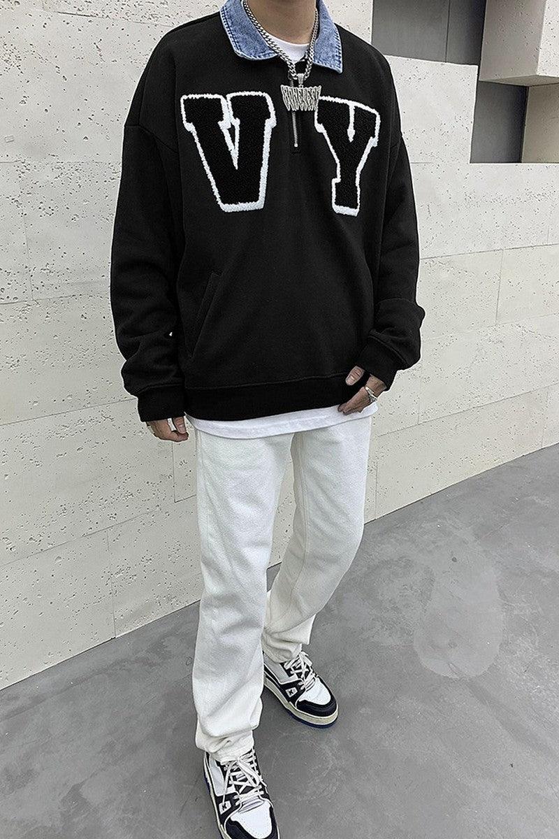 CZ Embroidered Sherpa VY Sweater