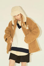 Empty Reference Camel Flowers Sherpa Jacket