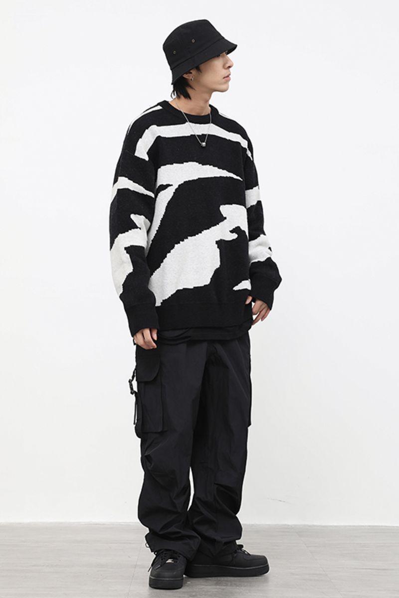 CZ Zebra Pattern Loose Sweater