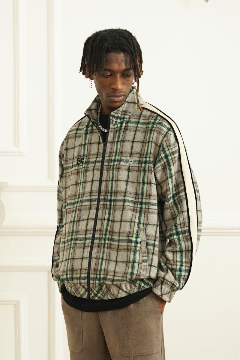 Empty Reference Plaid Woolen Retro Jacket