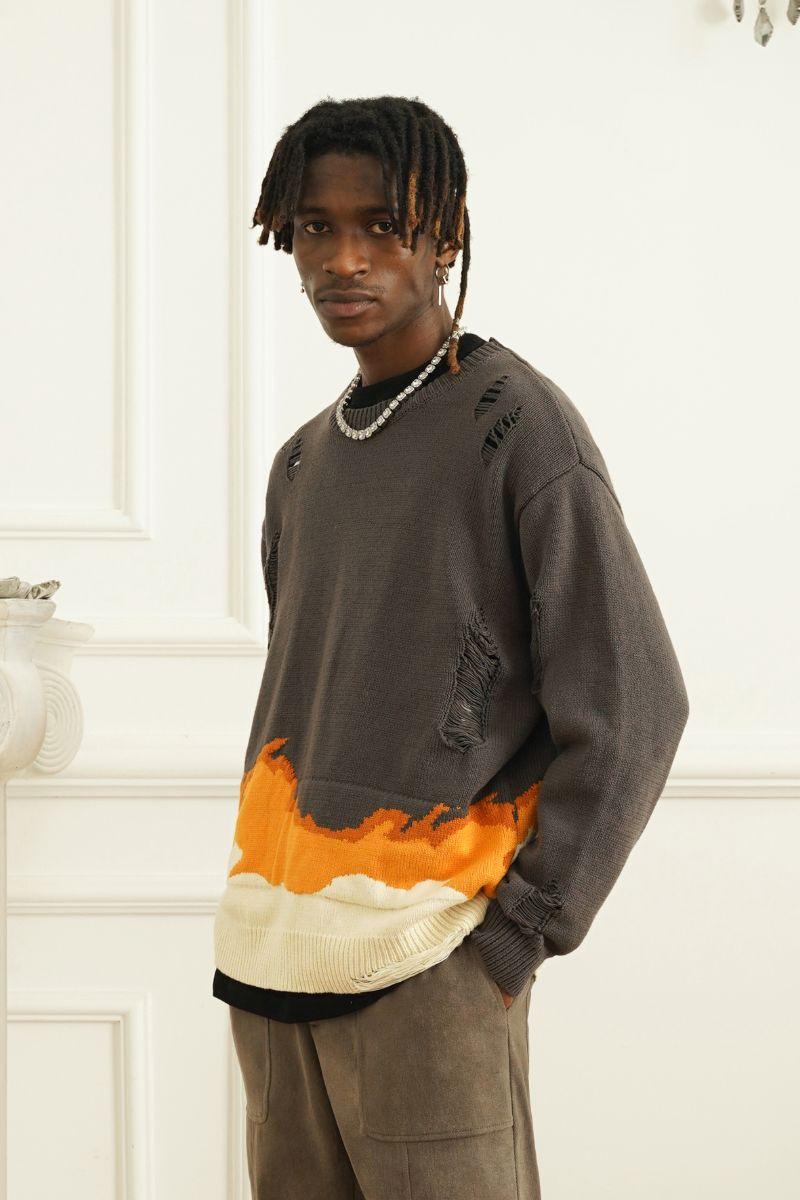 Empty Reference Flame Ripped Sweater