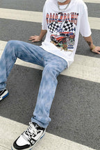 CZ Checkered Washed Straight Jeans