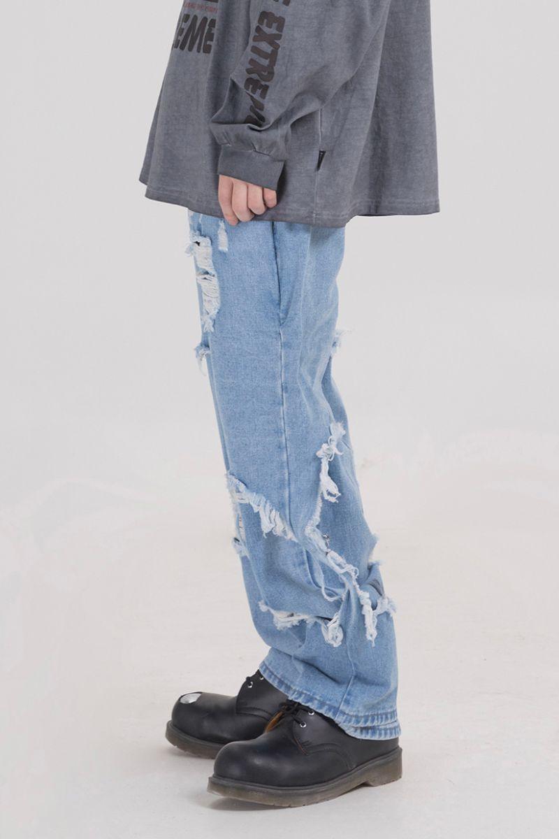 CZ Washed Ripped Jeans