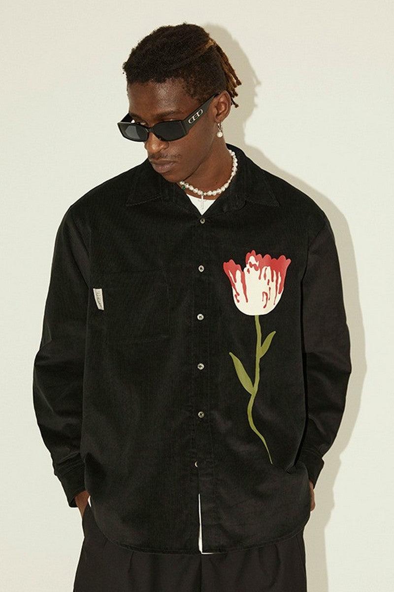 Empty Reference Tulip Print Corduroy L/S Shirt