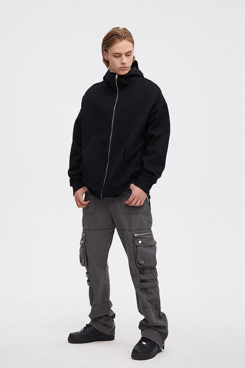 CZ High Collar Zip Up Hoodie