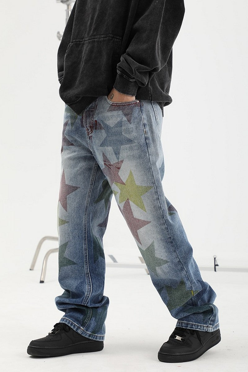 CZ Stars Printed Jeans