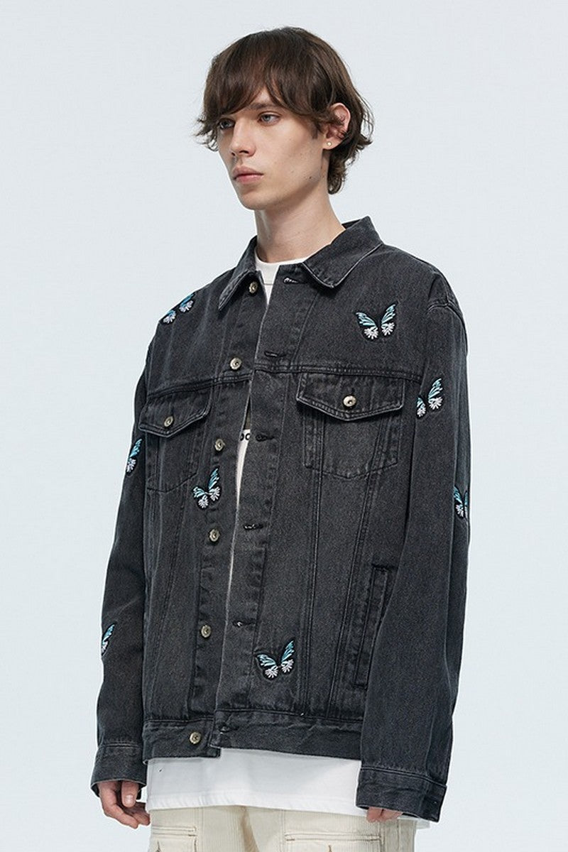 Old Order Butterfly Embroidered Jeans Jacket