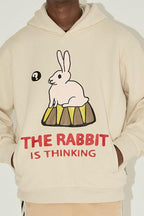 Empty Reference Thinking Rabbit Print Hoodie