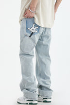 Falling Down Printed Loose Jeans - EU Only