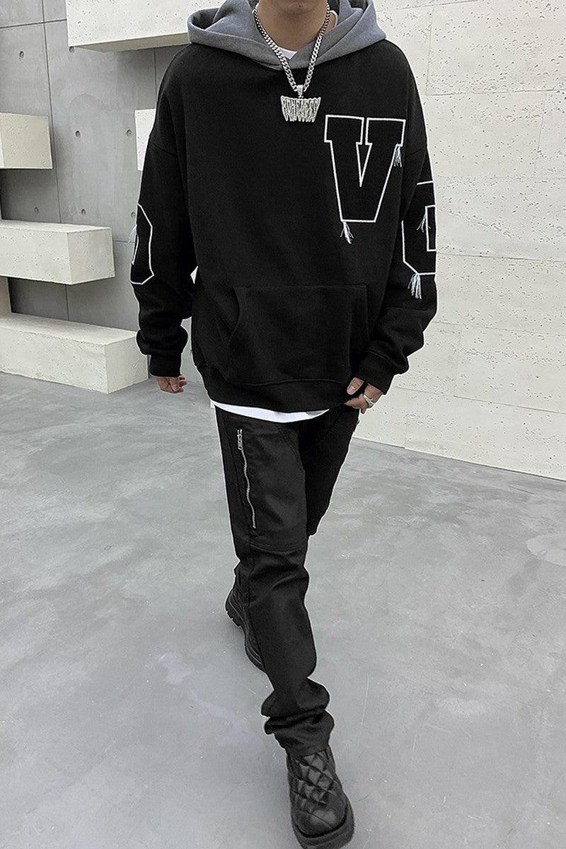 CZ Embroidered Loose Hoodie