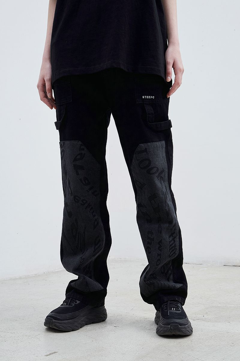 STEEPC Black Patch Loose Jeans