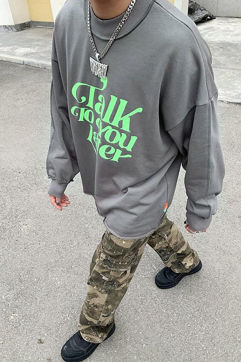 CZ Talk Later Print Sweater