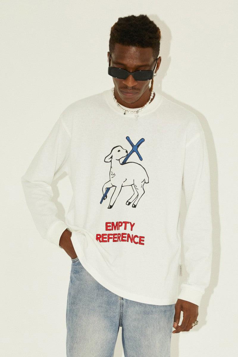 Empty Reference White Lamb Print L/S Tee