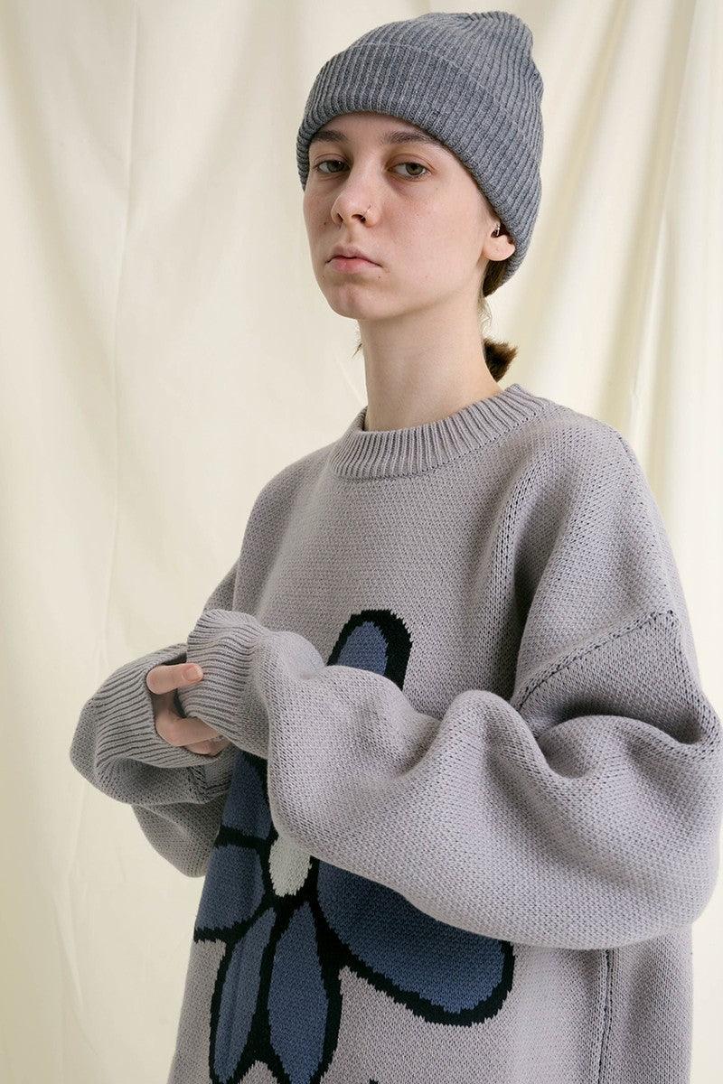 Center of Rotation Retro Flower Knit Sweater