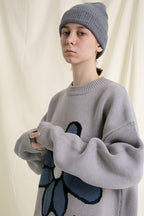 Center of Rotation Retro Flower Knit Sweater