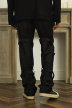 Empty Reference Black Straps Straight Trousers