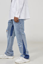 STEEPC Splash Ink Distressed Flared Jeans