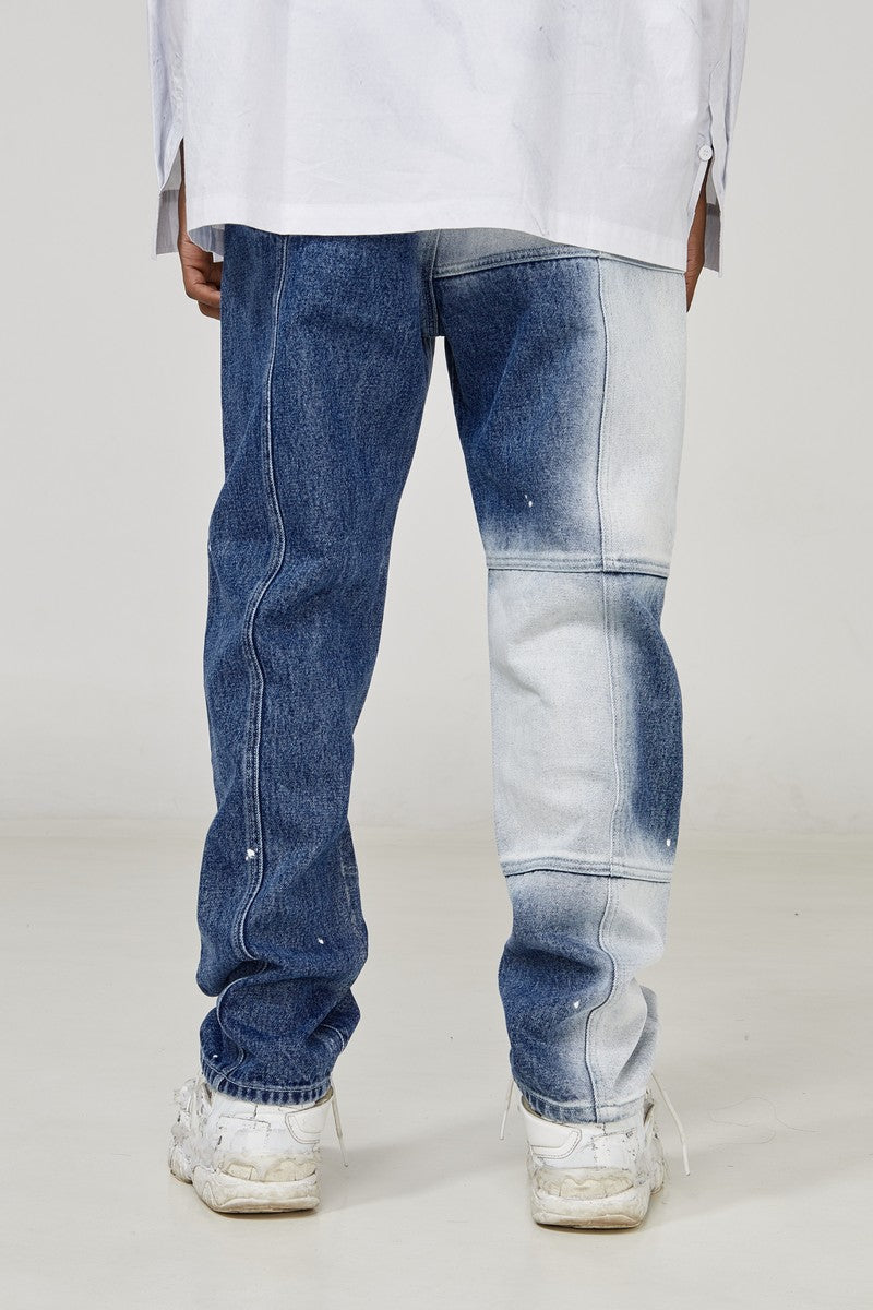 STEEPC Splash Ink Stitched Checkered Jeans
