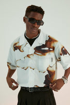 Empty Reference Burning Print Cuban Shirt