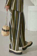 Mix7 Retro Striped Draped Trousers