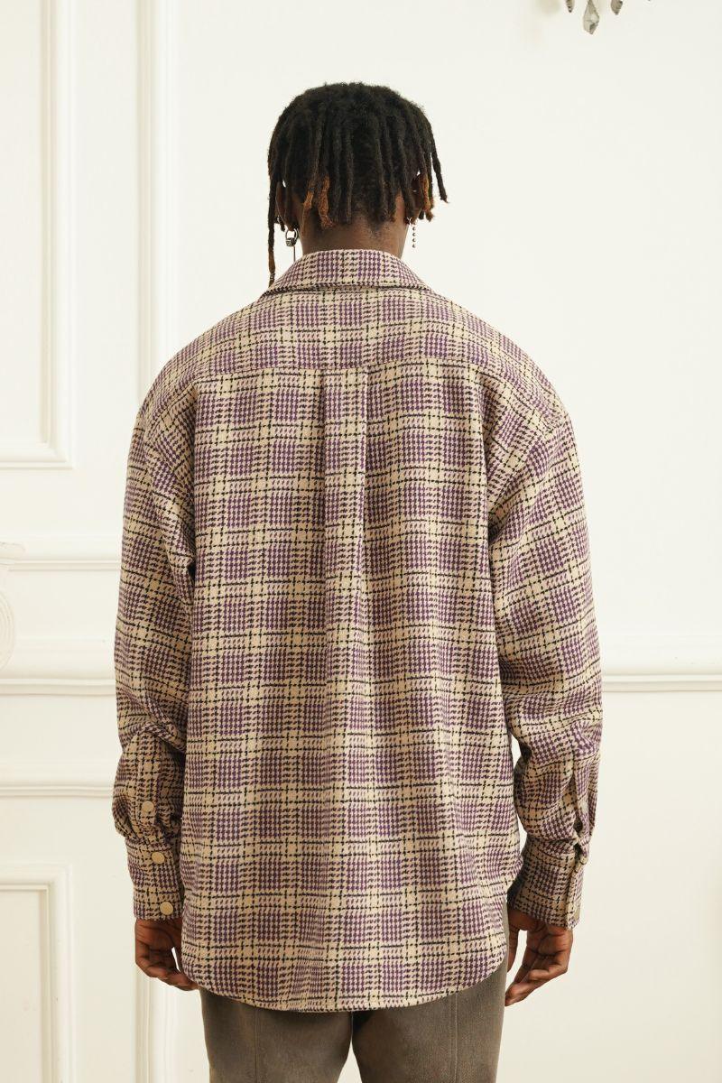 Empty Reference Plaid Woolen Shirt Jacket