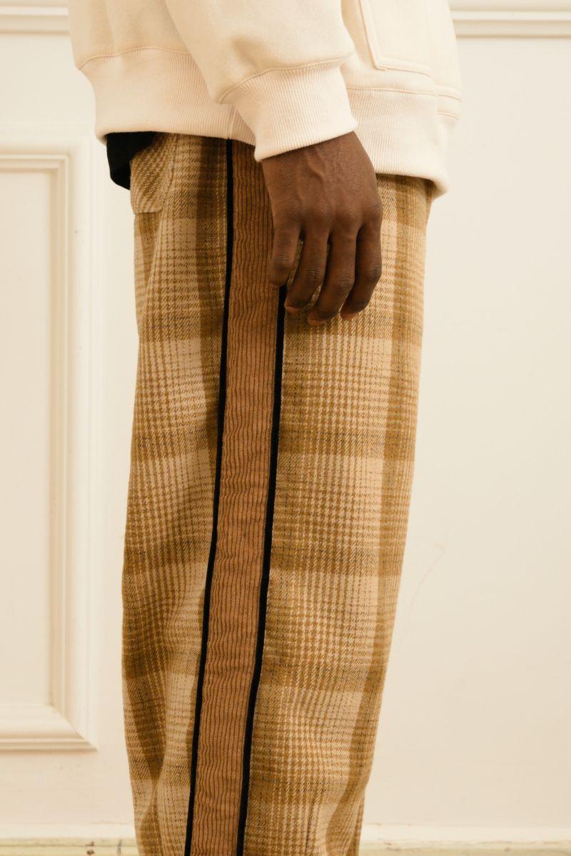 Empty Reference Khaki Plaid Straight Trousers