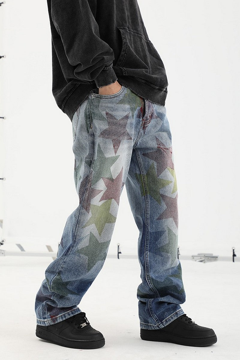 CZ Stars Printed Jeans