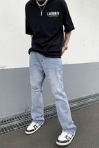 CZ Distressed Washed Flared Jeans