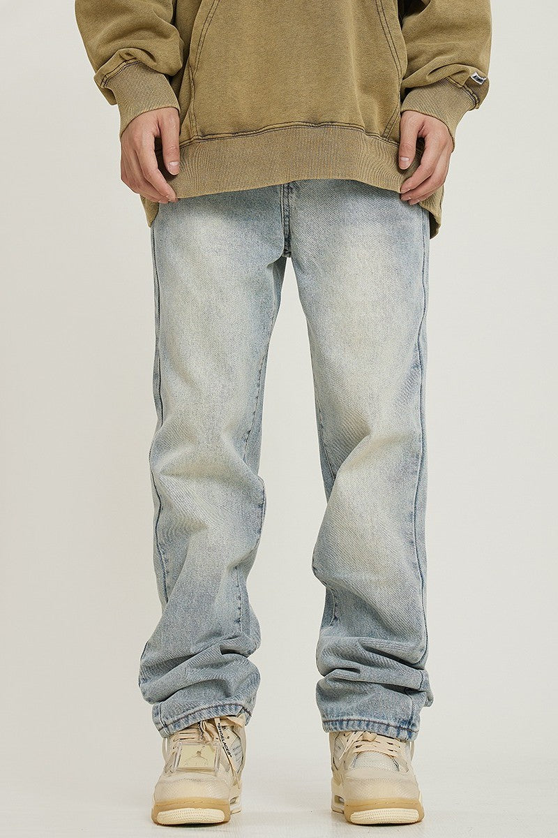 Loose Straight Washed Jeans