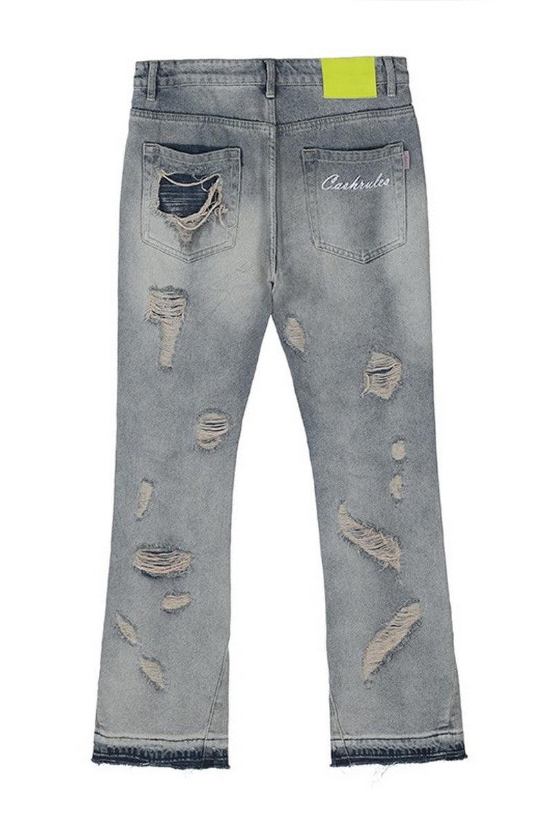 CZ Washed Distressed Flared Jeans