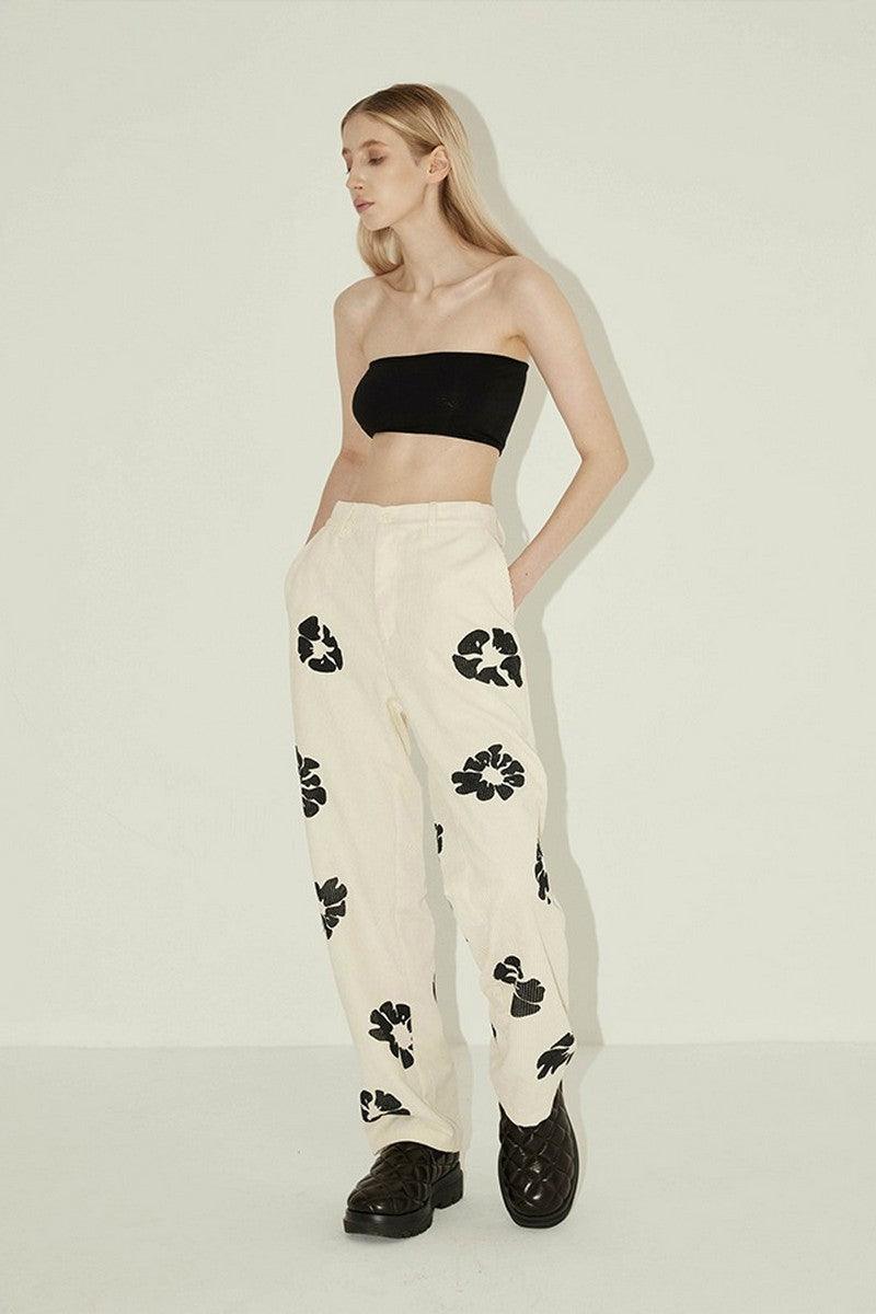 Empty Reference Logo Print Corduroy Trousers
