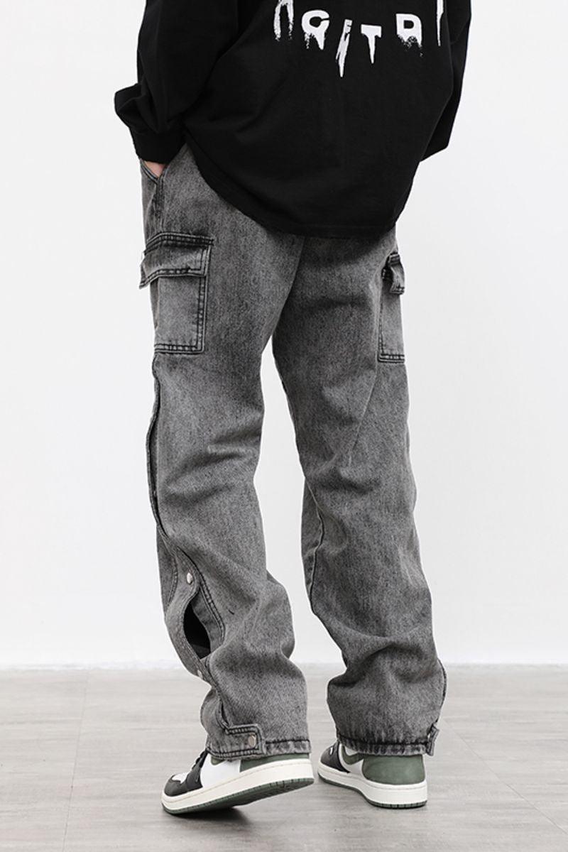 CZ Dark Buttons Cargo Jeans