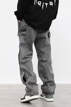 CZ Dark Buttons Cargo Jeans