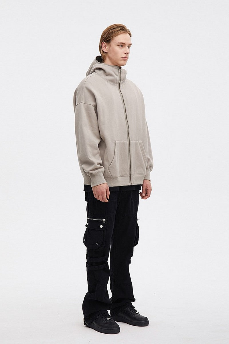 CZ High Collar Zip Up Hoodie