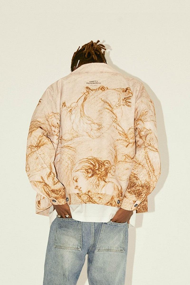 Empty Reference Angels Print Coach Jacket