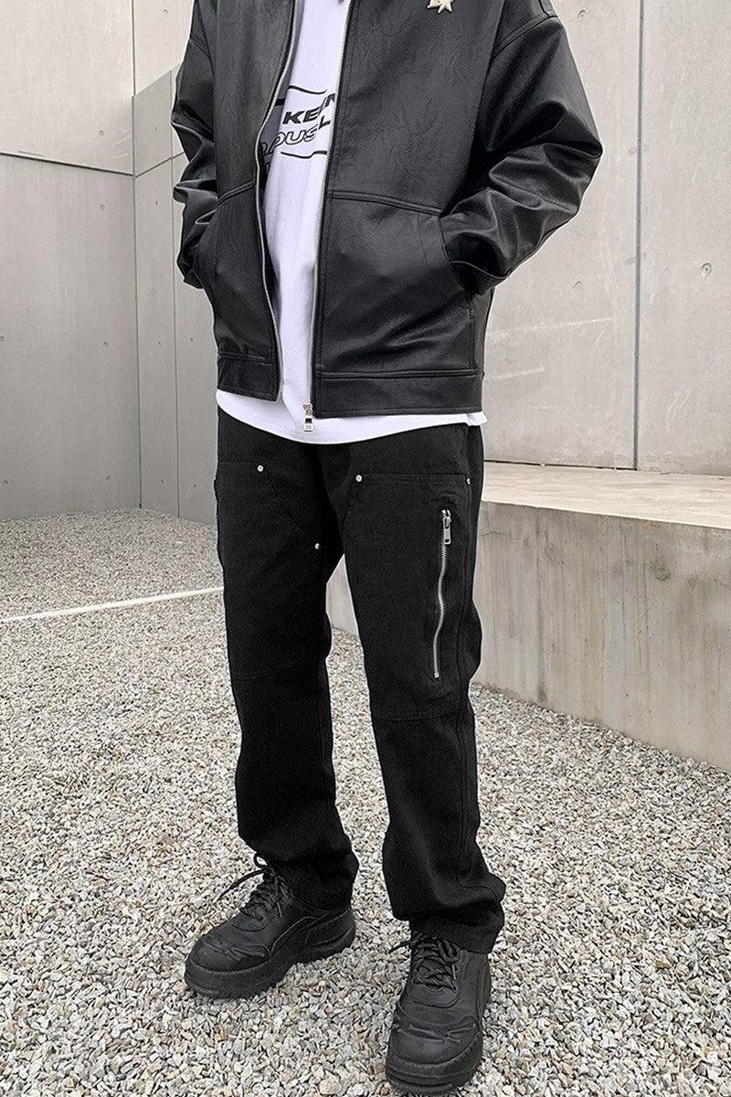 CZ Zipper Loose Straight Trousers