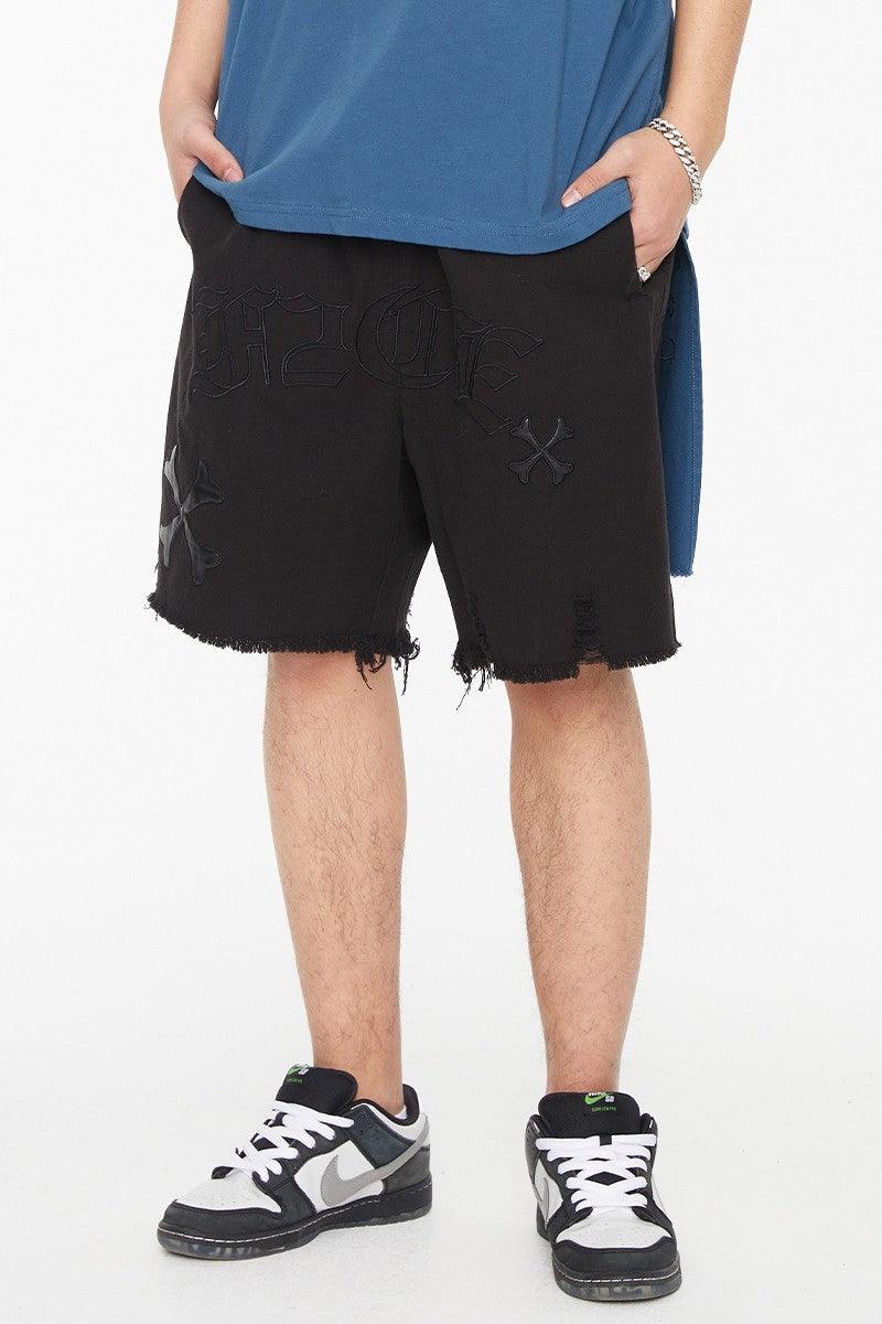 F2CE Two-Piece Leather Embroidered Shorts