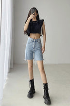 CZ Loose Distressed Jeans Shorts